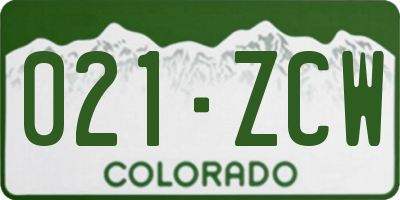 CO license plate 021ZCW