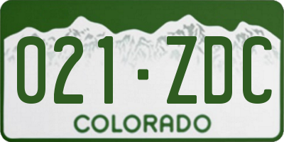 CO license plate 021ZDC