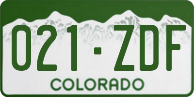 CO license plate 021ZDF