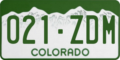 CO license plate 021ZDM