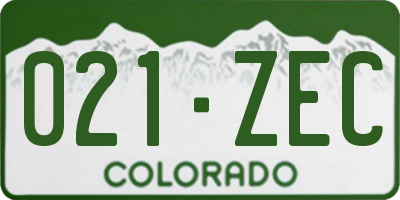 CO license plate 021ZEC