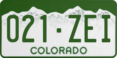 CO license plate 021ZEI