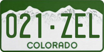 CO license plate 021ZEL