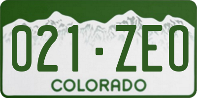 CO license plate 021ZEO