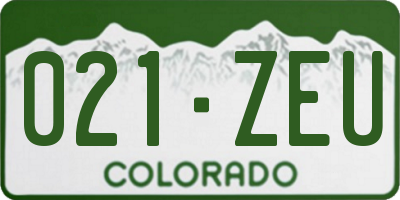 CO license plate 021ZEU
