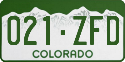 CO license plate 021ZFD
