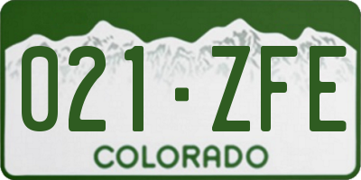CO license plate 021ZFE