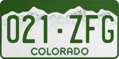 CO license plate 021ZFG