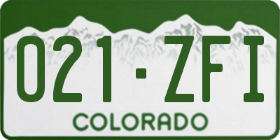 CO license plate 021ZFI