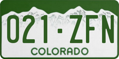 CO license plate 021ZFN