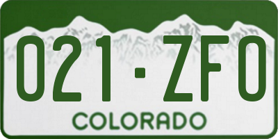 CO license plate 021ZFO