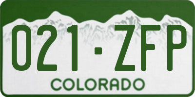CO license plate 021ZFP