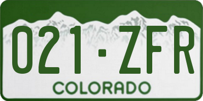 CO license plate 021ZFR