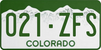 CO license plate 021ZFS