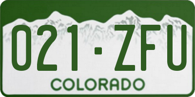 CO license plate 021ZFU