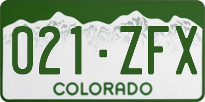 CO license plate 021ZFX