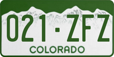 CO license plate 021ZFZ