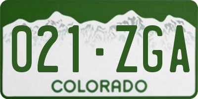 CO license plate 021ZGA
