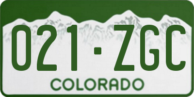 CO license plate 021ZGC