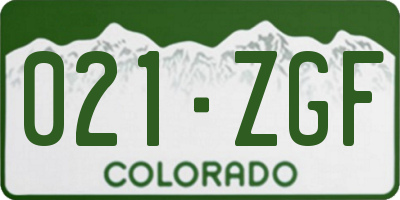 CO license plate 021ZGF