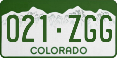 CO license plate 021ZGG