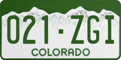 CO license plate 021ZGI