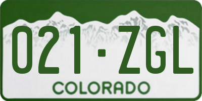 CO license plate 021ZGL