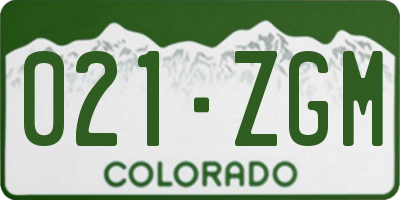 CO license plate 021ZGM