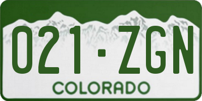 CO license plate 021ZGN