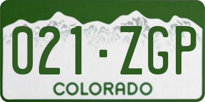 CO license plate 021ZGP