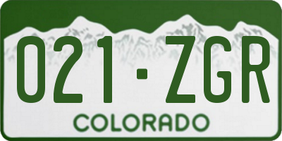 CO license plate 021ZGR