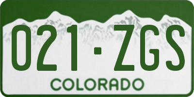 CO license plate 021ZGS