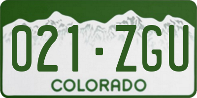 CO license plate 021ZGU