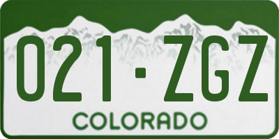 CO license plate 021ZGZ