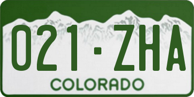 CO license plate 021ZHA