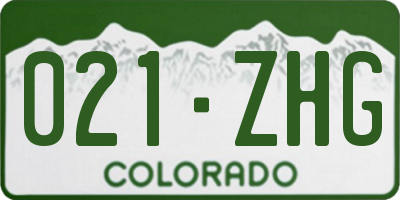 CO license plate 021ZHG