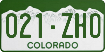 CO license plate 021ZHO