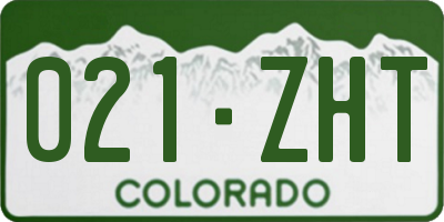 CO license plate 021ZHT