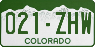 CO license plate 021ZHW