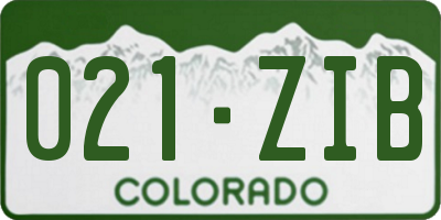 CO license plate 021ZIB