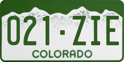 CO license plate 021ZIE