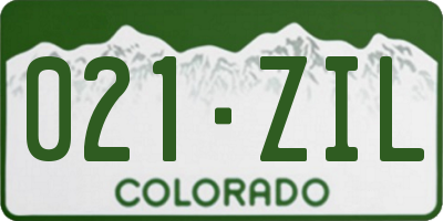 CO license plate 021ZIL