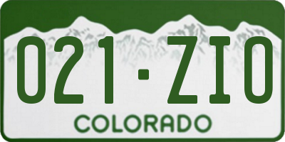 CO license plate 021ZIO