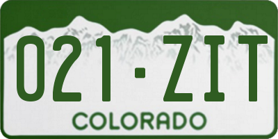 CO license plate 021ZIT