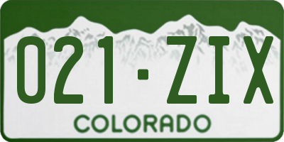 CO license plate 021ZIX