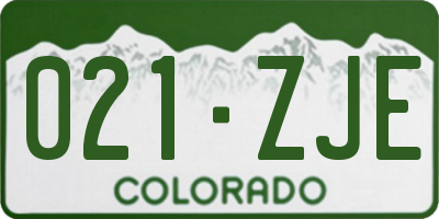 CO license plate 021ZJE