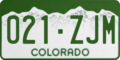 CO license plate 021ZJM