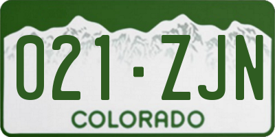 CO license plate 021ZJN