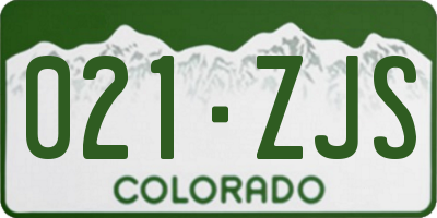 CO license plate 021ZJS
