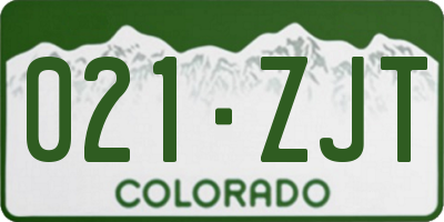 CO license plate 021ZJT